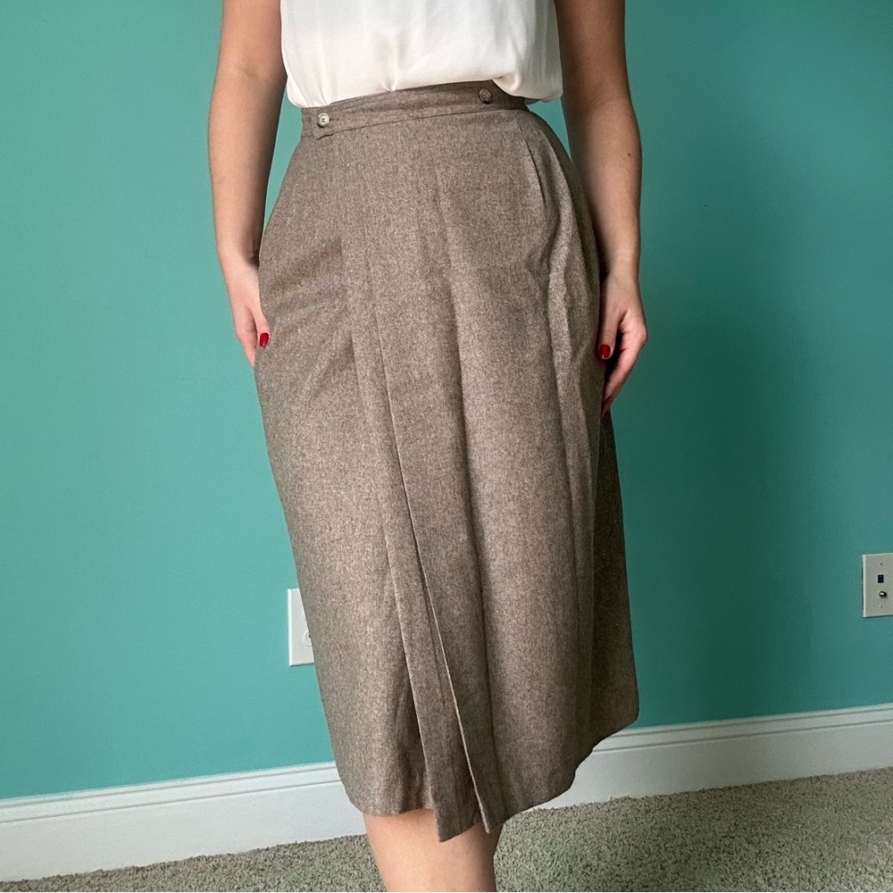 Chaus Brown Pencil Midi Skirt with Slit